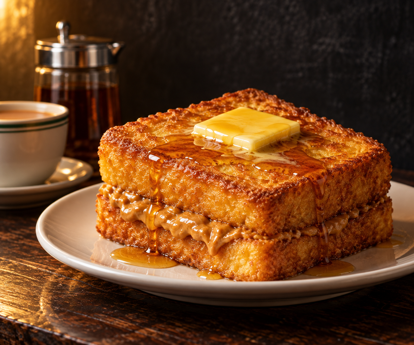 Hong Kong French toast with peanut butter and melting butter